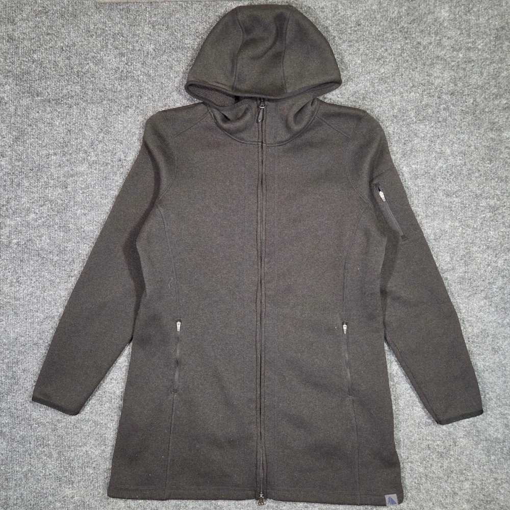 LL Bean Full Zip Hooded Sweater Jacket Charcoal Gray Outdoor Coat Medium